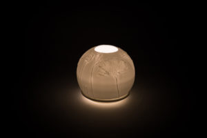 lithophanie fleur coquelicot photophore porcelaine de limoges l atelier du blanc