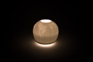 lithophanie fleur pavot photophore porcelaine de limoges l atelier du blanc